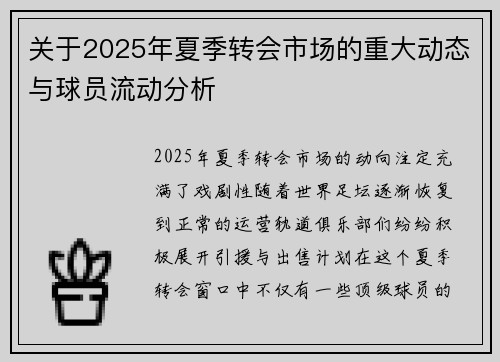 关于2025年夏季转会市场的重大动态与球员流动分析
